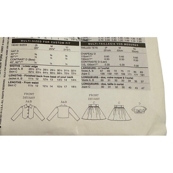 Butterick Sewing Pattern 4279 Girl's Jacket Skirt Hat sizes 6 7 8 - Picture 6 of 6